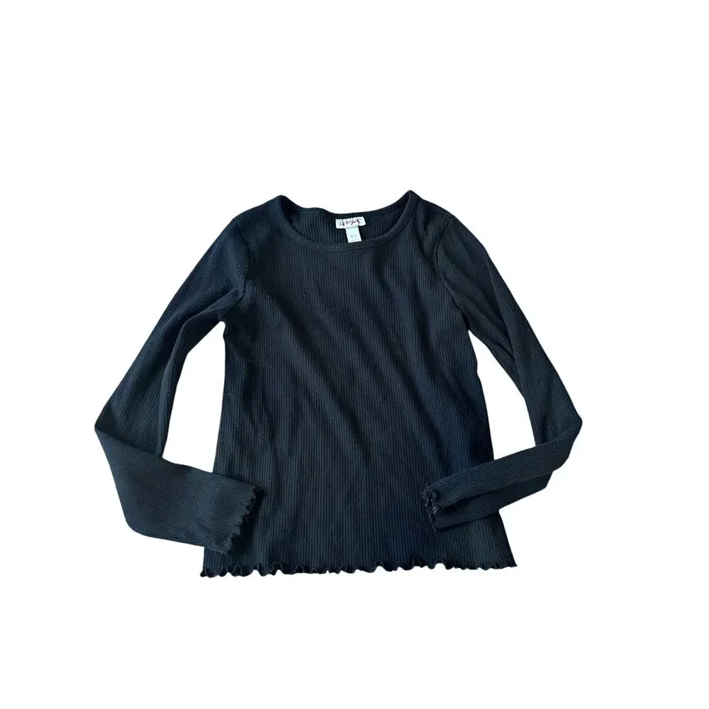 Cat & Jack Ribbed Long Sleeve T-Shirt - Girls Size M black